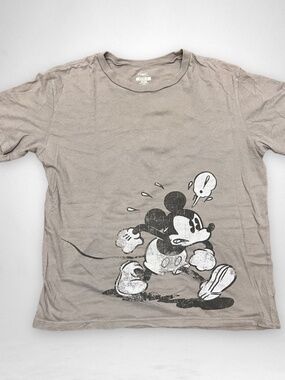 *Angry* Mickey Mouse Soft Grey T-Shirt S •Retro Grunge Graphics VTG DISNEY STORE